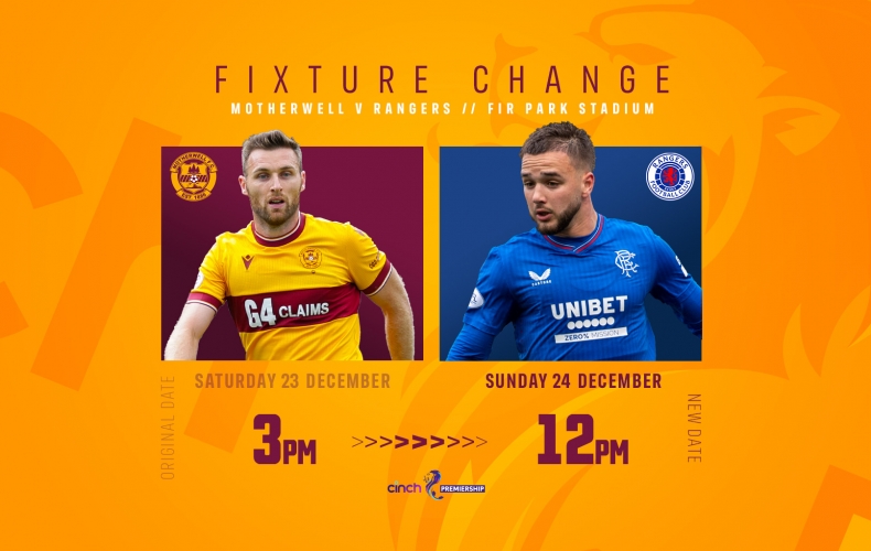 Rangers fixture moved to Christmas Eve slot